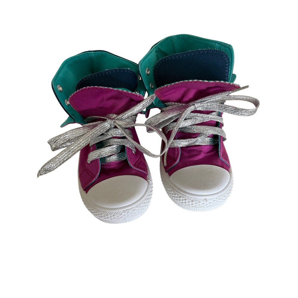 Avon Kids Magenta Teal Canvas High Top Sneakers Silver Laces FU1LM5 Size 13‎